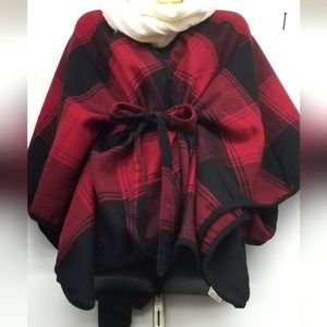 Wonderly Cape Check Plaid Blanket Topper Bolero Shrug Sweater Small + Plus Size
